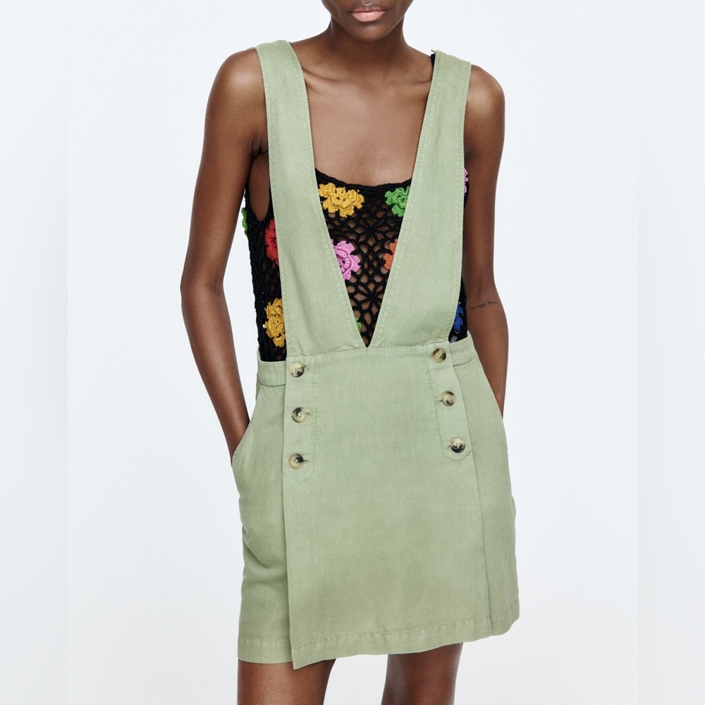 Zara Olive Green Skort with Button Detail